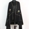 Black Cashmilon Hand Sozni Embroidery Shawl for Women