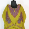 Cashmilon Wool Sleeve Aari Work Olive Green Pheran