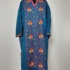 Ufaira Cashmilon Front Panel Sozni Work Blue Pheran