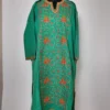 Sea Green Nargis Cashmilon Front Panel Sozni Work Pheran