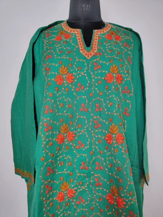 Sea Green Cashmilon Sozni Work Pheran