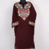 Cashmilon Wool Aari Embroidery Wine Pheran