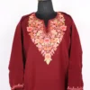 Maroon Cashmilon Wool Aari Work Pheran