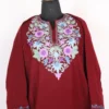 Maroon Cashmilon Wool Aari Embroidery Pheran