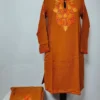 Rustic Orange Cashmilon Wool Aari Work Kurta Set