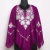 Violet Poncho in Cashmilon Wool with Zari Embroidery