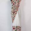 Farzana White Georgette Saree in Multi-color Chinar Aari Embroidery