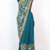 Farzana White Georgette Saree in Multi-color Chinar Aari Embroidery