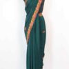 Crepe Teal Blue Kaneez Saree with Pallu Aari Work