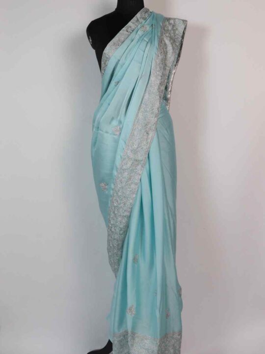 Georgette Parveen Saree in Sky Blue with Zari Work