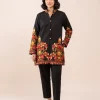 Naureen Black Premium Tweed Aari Work Coat Pant for Women
