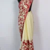 Chinar Aari Embroidery Cream Pallu Saree