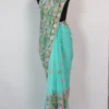 Light Blue Georgette Multi-colour Chinar Aari Work Marhaba Saree