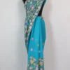 Blue Georgette Chinar Aari Work Feroza Saree