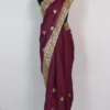 Tabassum Georgette Zari Embroidery Purple hue Saree