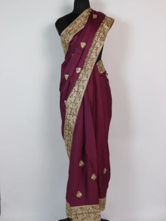 Tabassum Georgette Zari Embroidery Purple hue Saree