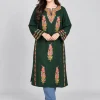 Dark Green Pure Wool Women's Plus Size Kashmiri Pheran – Relaxed Fit