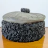 Round Karzai Karakul Fur Cap With Leather Top