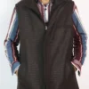 Dark Brown and Black Check Kashmiri Tweed Half Jacket for Men