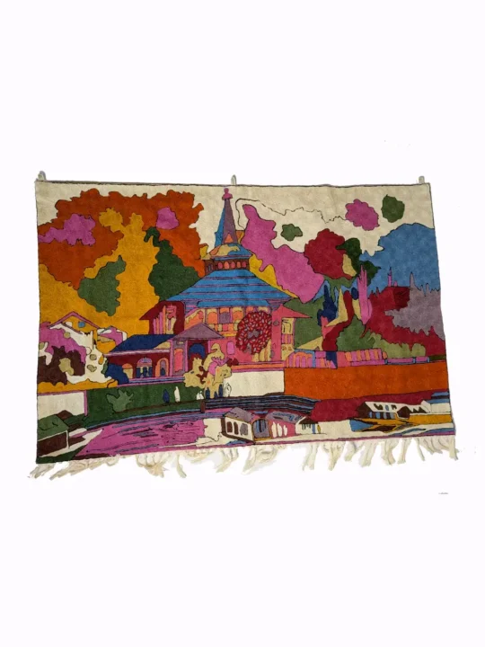 Jama Masjid Wall hanging in Kashmiri Hand Chain Stitch Embroidery (4.5x2 ft)