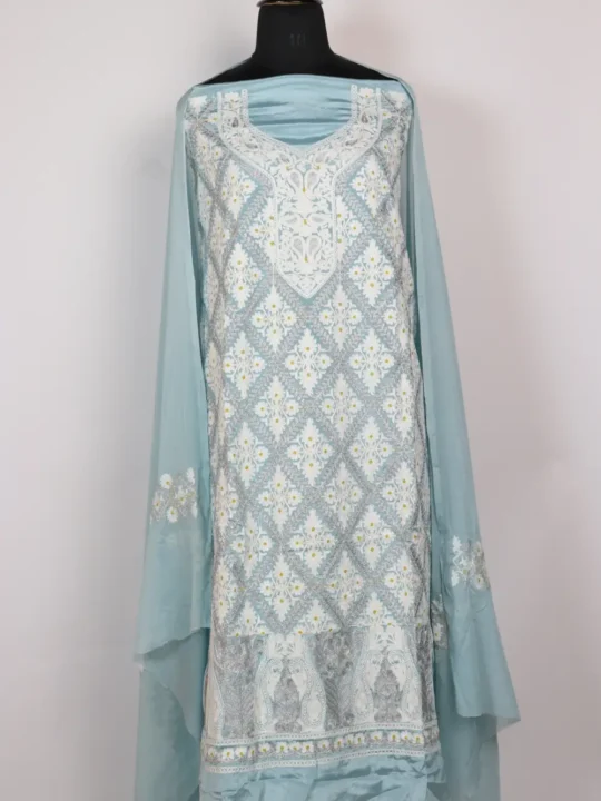 Crepe Blue 2pc Suit with Aari and Zari Work