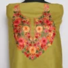 Olive Green Cotton Aari Embroidery Suit Salma 2pc