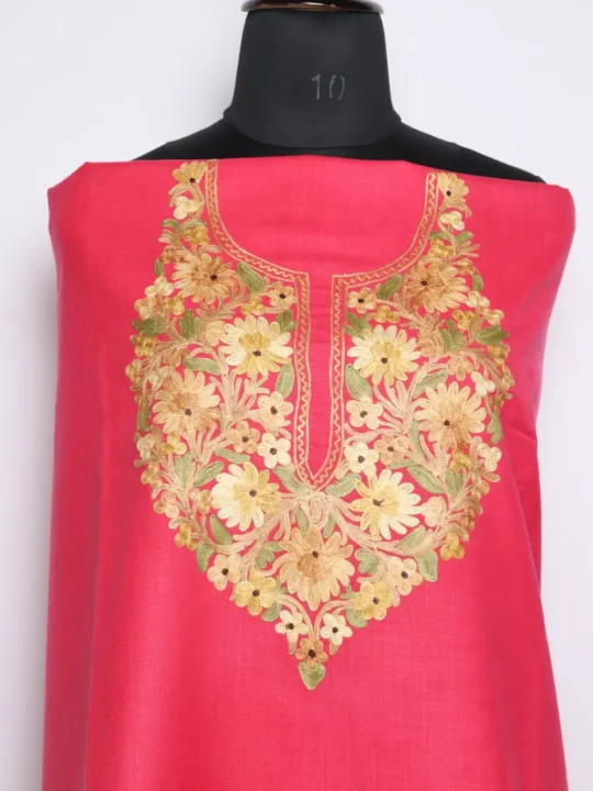 Pink Pink Cotton Aari Embroidery 2pc Suit