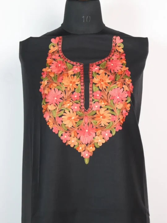 Black Cotton 2pc Suit with Aari Embroidery