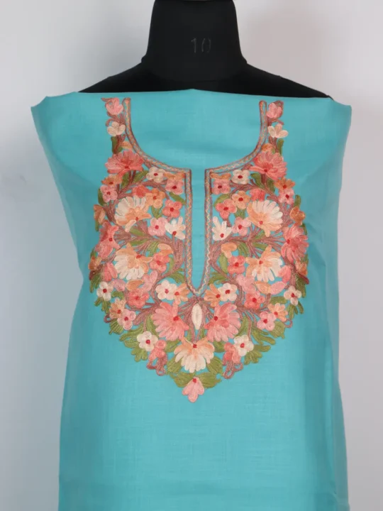 Blue Cotton Aari Work Naaz 2pc Suit