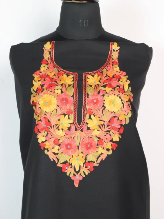 Nilofer Black Cotton 2pc Suit with Aari Embroidery