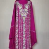 Gulbahar Magenta Wool 3pc Salwar Suit Fabric with Aari Work