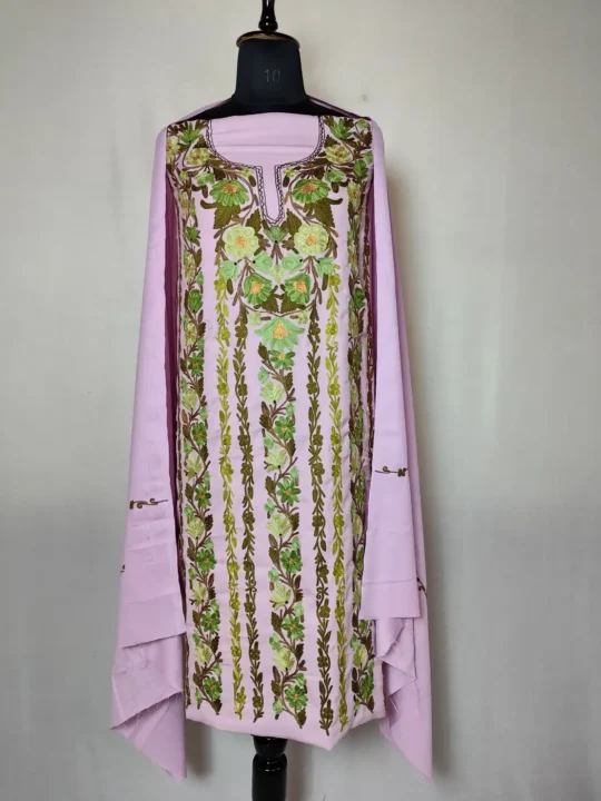 Zareen Wool 3pc Salwar Suit Fabric Embroidered with Aari