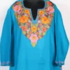 Blue Cashmilon Wool Pheran with Aari Work