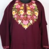 Magenta Cashmilon Wool Pheran with Aari Embroidery