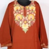 Yasmeen Rustic Orange Cashmilon Wool Aari Embroidery Pheran