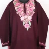 Magenta Cashmilon Wool Pheran with Aari Embroidery
