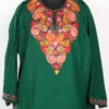 Dark Green Cashmilon Wool Aari Work Safeena Pheran