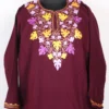 Magenta Cashmilon Wool Pheran with Aari Embroidery