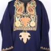 Navy Blue Cashmilon Wool Pheran with Aari Embroidery