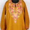 Mustard Cashmilon Wool Pheran with Aari Embroidery