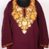 Magenta Cashmilon Wool Pheran with Aari Embroidery