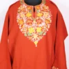 Orange Cashmilon Wool Pheran with Aari Embroidery