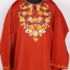 Orange Cashmilon Wool Aari Embroidery Pheran