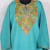 Blue Cashmilon Wool Pheran with Aari Embroidery