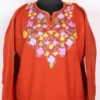 Orange Cashmilon Wool Pheran with Aari Embroidery
