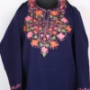 Navy Blue Cashmilon Wool Pheran with Aari Embroidery