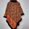 Black Cashmilon Aari Embroidery Fur Jama Poncho