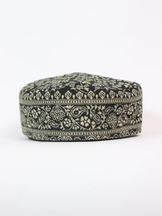 Kashmiri Black Traditional Kani Cap for Men