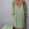 Bushra Sage Green Cotton Kurti Set with Aari Embroidery