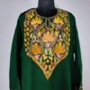 Cashmilon Wool Aari Embroidery Dark Green Pheran